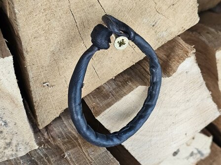Armband leder met sluiting - zwart