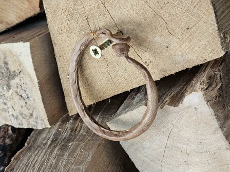 Armband leder met sluiting - naturel