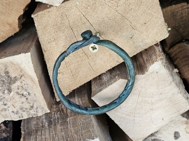 Armband leder met sluiting - groen