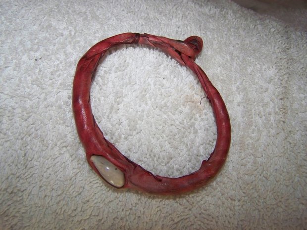 Armband leder met sluiting - rood (schelp)